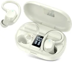 Wireless Earbuds, Bluetooth 5.3 Headphones Sports, 128H Playback in-Ear buds with ENC Noise Cancelling Mic, Deep Bass Fitness Earphones with Earhooks, IP7 Waterproof Ear buds for Workout Gym Running