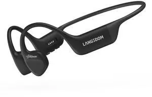 Langsdom AirSwim Bone Conduction Headphones, IPX8 Waterproof, Skin-Friendly Silicone, 32GB Memory, 8H Battery, Bluetooth & MP3 Mode, Comfort Fit for Sports & Swimming (Black)