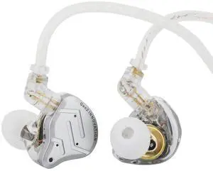 Linsoul KZ ZSN PRO 2 in-Ear Monitor, 1BA+1DD Hybrid Driver HiFi Earphones IEM, Wired Earbud, Detachable Silver-Plated Recessed 2Pin Cable for Audiophile(with Mic, Silver)