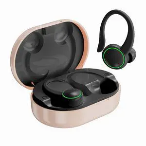Wireless Earbuds, Bluetooth 5.4 Headphones with Noise Cancelling Mic, Bass Stereo Bluetooth Earphones 50Hrs with LED Display, IP7 Waterproof Earbuds with Earhooks, Over Ear Buds for Sports, Pale Pink