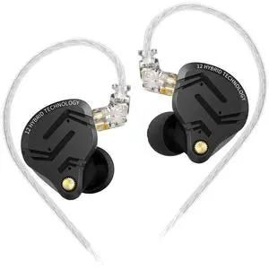 KZ ZS12 PRO X in Ear Monitor IEM Headphones,1DD+5BA Hybrid Wired Gaming Earbuds,KZ in Ear Monitor Gaming Earbuds Earphones with 2PIN Cable for Audiophile (Dark Black, NO Microphone)
