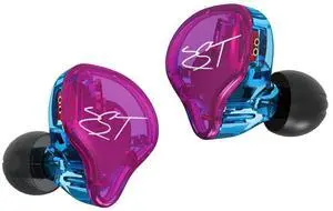 Kinboofi KZ ZST in-Ear Earbud Headphones, Colour Balanced Hybrid Dual Driver Earphones, HiFi Earbuds Bass Headset in-Ear Earphones (Purple, with mic)