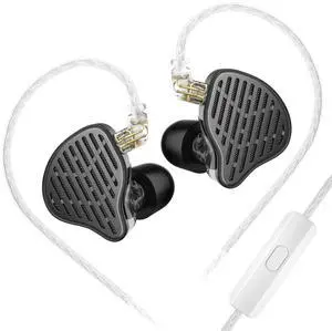 KZ x HBB PR2 in Ear Monitor Earphone,13.2mm Planar Magnetic Driver in-Ear Wired Headphones HiFi IEM Earphones with Detachable 2pins Cable for Musicians (Matte Black, with mic)