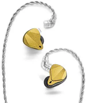 keephifi AGA ONE Audiophile IEM Earbuds, 10MM Dual Cavity Dual Magnetic DD in Ear Monitor Headphones, Stereo HiFi Bass IEM Earphones CNC Sand Blasting Cover with 2Pin-C Cable for Singers Gold