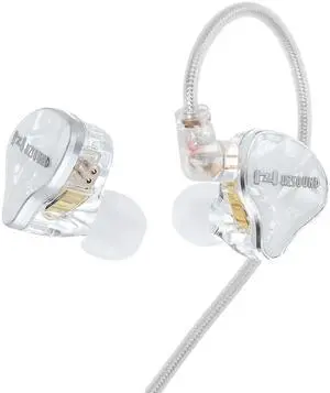 Hzsound White Snow in Ear Monitors IEM Earphones, Stereo Wired Headphones 10 MM LCP+PU Diaphragm Resin Drip IEMs, Gaming Earbuds Studio Headsets in Ears Positional Audio Location for Singer, Musician