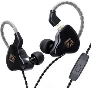 keephifi KBEAR KS1 Musician Headphones Wired with Mic in Ear Monitors KBEAR Earbuds Auriculares,Dual Magnetic Circuit Dynamic in Ear Earphones Ear Earbuds for Running Working Riding (Black, with Mic)