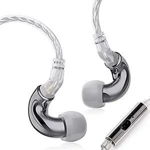 keephifi IEM BLON BL-Mini Zinc Alloy Cavity, 6mm Lightweight Diaphragm Earbuds with 2Pin Detachable Cable of HiFi Bass IEM Headphones for Music Sports and Videos (with mic, Gun)