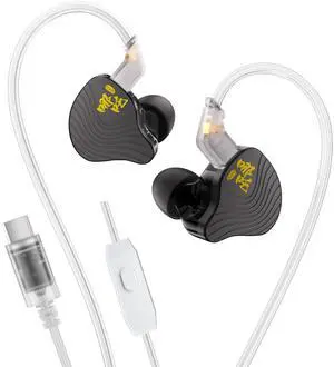 KBEAR NZ02 in Ear Monitor Wired Headphones, PU + PET Dual Magnetic Circuit Wired Gaming Earbuds, 3D Sound iems for Gaming IEM Earbuds for Musicians/Game/Voice Calls, Non-Detachable (TYPE-C, with Mic)