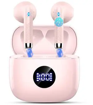 Wireless Earbuds, Bluetooth 5.4 Headphones HiFi Stereo, in Ear Earphones with 4 ENC Noise Cancelling Mics, 40H Playback Ear Buds with Mini Case LED Display, IP7 Waterproof Headset with USB C Charging