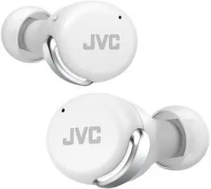 JVC Compact True Wireless Headphones with Active Noise Cancelling, Low-Latency Mode for Gaming and Movies, Bluetooth 5.2, Long Battery Life (up to 21 Hours) - HAA30TW (White), Small