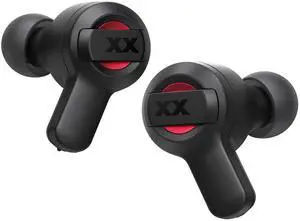 JVC New XX True Wireless Earbuds Headphones, Long Battery Life (up to 24 Hours), Extreme Deep Bass with Special Tuning, Shock Proof and Dust Proof, Water Jet Proof (IPX55) - HAXC62TR (Black Red)
