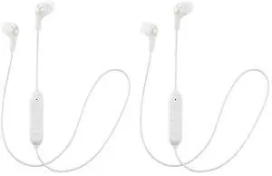 JVC Soft Wireless Earbud with Stayfit Tips, Remote and Mic and Bluetooth White (HA-FX9BTW) (Pack of 2)