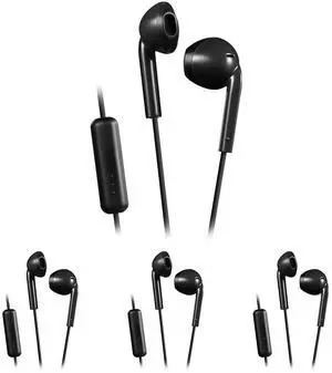 JVC HAF17MB Earbud Headphones with Mic and Remote - Black, Earbuds (Pack of 4)