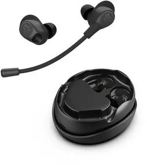 JLab Work Buds in-Ear True Wireless Headset with Detachable Noise-Canceling Boom Mic, Black, Long 55+ Total Hours Playtime, Bluetooth Multipoint, USB-C Charging Dock