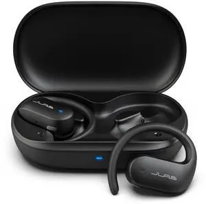 JLab JBuds Open Sport Earbuds, Black, Ear Hook Design for Workout Fitness, Wireless Open-Ear Audio Freedom, Safe Listening, Bluetooth Multipoint, Customize with The App