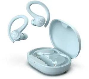 JLab Go Sport+ Wireless Workout Earbuds Featuring C3 Clear Calling, Secure Earhook Sport Design, 35+ Hour Bluetooth Playtime, and 3 EQ Sound Settings (Light Blue)