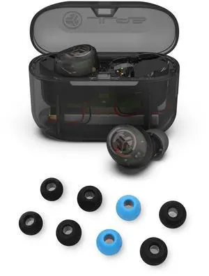 JLab Go Air Pop+ True Wireless Bluetooth Earbuds in Clear Plus Cloud Foam Mnemonic Earbud Tips