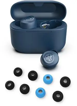 JLab Go Air Pop+ True Wireless Bluetooth Earbuds in Navy Blue Plus Cloud Foam Mnemonic Earbud Tips