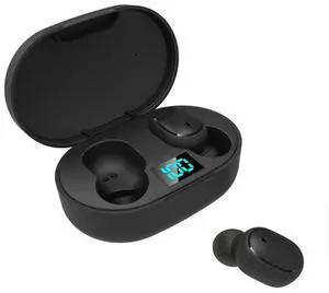 Generic E6S Earphone TWS Waterproof Wireless Earbuds LED Display Headphone Mini in Ear Sports Gaming HiFi Button Control (Black)