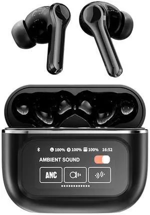 Touch Screen ANC Wireless Noise Cancellation Bluetooth Earbuds with Touch Screen Case in Ear Noise Cancelling Smart Headphones TWS Touchscreen Earbuds Wireless Bluetooth Earphones for iPhone Android