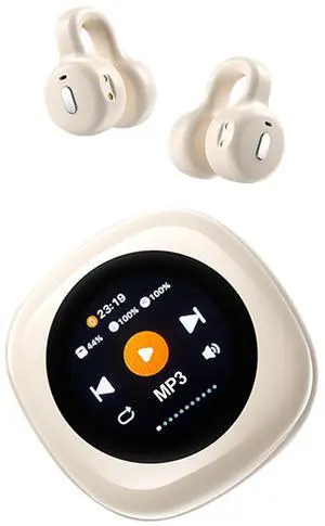 Open Ear Clip On Earbuds Earless Out Ear Cuff Air Bone Conduction Headphones Wireless Bluetooth OWS Hanging Earphones 5.4 Bluetooth Outside Workout Outer Ear Clip Headphones Earbuds with Touch Screen