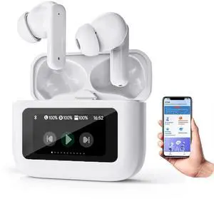 Xmenha AI Language Translator Earbuds AI Headphones Live Language Translation Earbuds Real Time for iPhone Android Touch Screen True Wireless Earbuds Bluetooth Headphones Translate Translating Earbuds