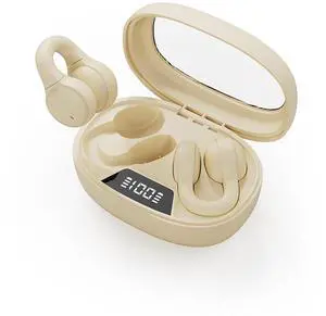 Clip On Open Ear Earbuds Wireless Bluetooth Small Earclip Outer Ear Clip Kids Air Bone Conduction Headphones Open Ear Ear Buds That Don't Go in Ear Air Bone Conducting Earphones Headset Speaker