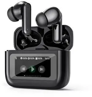 True Wireless Earbuds IPX7 Waterproof Bluetooth 5.4 In Ear Headphones with LED Touch Screen Sports Earbuds Blue Tooth Ear Buds for iPhone Android Phones Active Noise Cancelling TWS Touchscreen Earbuds