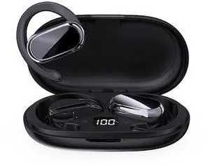 Xmenha FW9 Wireless Open Ear Bluetooth Headset, Bone Conduction, Black