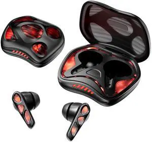 Xmenha Cool RGB Mecha True Wireless Bluetooth 5.4 Kids Gaming Earbuds Headsets with Mic Gifts for Gamer Boys Men Kids Low Latency Earbuds Earphones Gaming Blue Tooth Ear Buds for iPhone Android PC