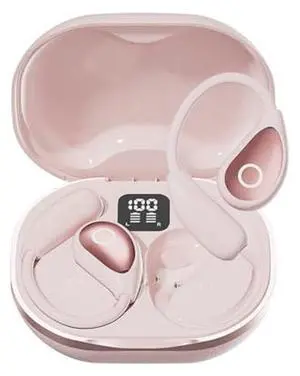 Xmenha Pink Over The Ear Open Ear Earbuds Headphones Wireless Bluetooth Sports Workout Outer Outside Air Bone Conduction Around Ear Wireless Earbuds Running Out of Ear Headphones with Ear Hooks