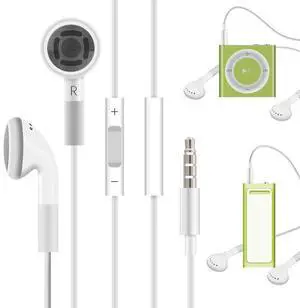 Jelanry 3.5mm Earphone Earbuds Headphones with Remote for Shuffle 2 3 4 5 6, Touch 2G 3G 4G 5G Classic nano6 - White