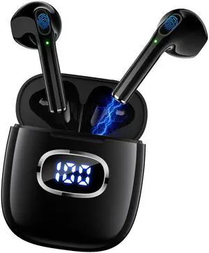 Wireless Earbuds Bluetooth 5.3 Headphones for iPhone 16 Pro Max 15 Samsung S24 S23, Semi in-Ear Microphone Sport Headset for iPad Pro Air Galaxy A35 A55 S22 Fold 6 Flip 5 Oneplus 12R 11 Pixel 8 7 6A