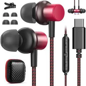 Jelanry USB C Wired Earbuds for iPhone 16e 16 Pro Max 15, USB Type-C Headphones with Mic Magnetic in-Ear Nylon Wire Noise Canceling Earphone for iPad Pro Samsung Flip Fold 6 Galaxy S24 S25 Oneplus 12