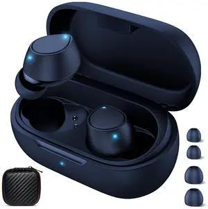 5.2 Bluetooth Headphones for Apple iPhone 16 16e 15 Pro Max 14 Plus 13, Small Ear Buds True Wireless Earbuds Earphones with Microphone Touch Control for Samsung S24 S23 Ultra Google Pixel 9 8 Blue
