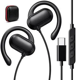 USB C Headphones Wired Over Ear Earbud for Apple iPhone 16 15 Pro Max 16e iPad Open Outside Ear Buds Sweatproof Type C Corded Earphones for Samsung Galaxy S25 S24 S23 Plus for Google Pixel 9 8 Android