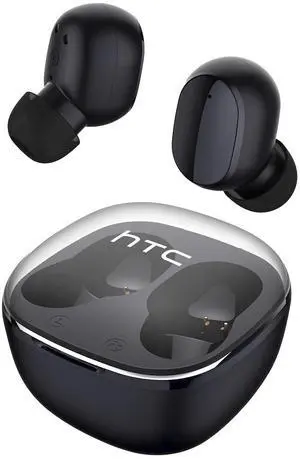 HTC True Wireless Earbuds 6 Bluetooth 5.3 in Ear Stereo Headphones Touch Control with Built-in Microphone, Wireless Noise Cancelling Earbuds 22H Playtime with Charging Case for Android and iOS- Black