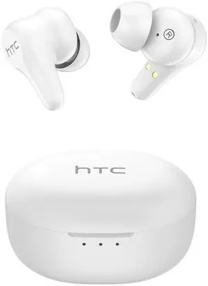 HTC True Wireless Earbuds Plus Active Noise Cancellation, in Ear Headphone Bluetooth 5.3 with USB C Charging Case, 4 Mics ENC Clear Calls, Deep Bass Stereo Sound, IPX5 Waterproof for iOS and Android