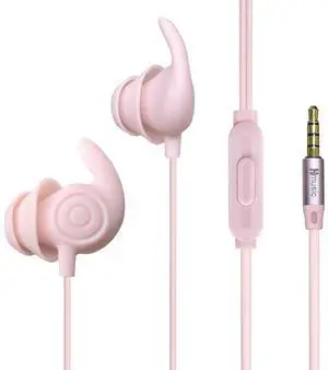 Hmusic Sleep Earbuds, Wired Sleep Headphones, Ultra Lightweight Soft Silicone Sleep Earplugs 3.5mm Headphone with Mic for Side Sleeping, Yoga, Travel, Meditation (Black)