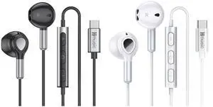 Hmusic USB C Headphones, USB Type C Earphones Magnetic, Wired Earbuds in-Ear Headset with Mic Volume Control Compatible with Samsung Galaxy S22 S21 S20 FE22/ Pixel 6 5 4 3XL/ Xiaomi 12/11