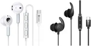 Hmusic USB C Type C Headphones + Sleep Earphones Wired, Lightweight Comfortable in-Ear USB C Earplugs for Android Devices Compatible with Samsung Galaxy, Google Pixel, Huawei, Xiaomi