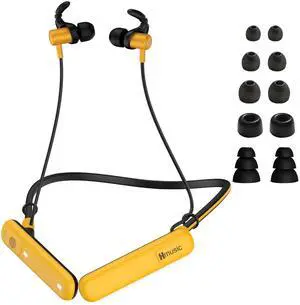 Hmusic H23 Jobsite Neckband Headphones, 30dB Tri-Flange Hearing Protection Earbuds, IPX7 Waterproof, 80Hrs Playtime, Noise Cancelling Mic, Wireless Earplug Headphones for Mowing/Jobsite/Outdoor/Game