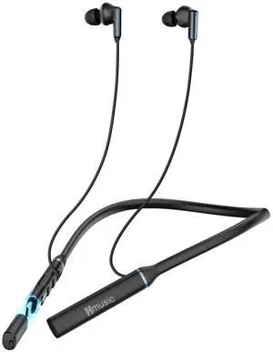 Hmusic A3 OTG Neckband Headphones Wireless Bluetooth 5.4, 35H Playtime, 12mm Driver, 3 EQ Modes, Dual USB-C Charging, Magnetic Earbuds, Around The Neck Earphones w/Mic for Travel,Work,Jogging,Running