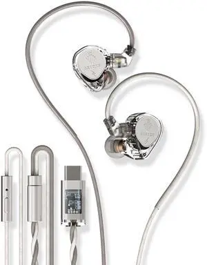 ST2 Pro USB-C Earbuds Wired,Type-C Headphones HiFi DAC, in-Ear Monitor, Dual 10 mm DD Drivers, ESS ES9218AC Pro Chip, in-Line Control, HD Mic