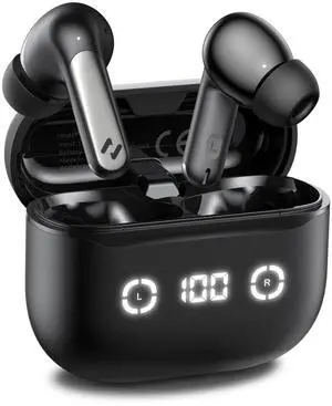 havit Wireless Earbuds Noise Cancelling, Bluetooth 5.4 Headphones with 4 ENC Noise Cancelling Mic, 40H Playtime, in-Ear Bluetooth Ear Buds 7 Preset EQs via App LED Display