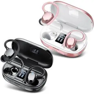 hadbleng 2025 Ear Buds Wireless Bluetooth Earbuds with Earhooks Over Ear Earphones for Gym/Running/Workout