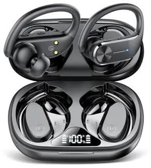 hadbleng Ear buds Wireless Bluetooth Earbuds Sport 2025 NEW Bluetooth 5.3 Headphones 68H Playtime with LED Display Powerful Bass Over Ear Earphones with Earhooks IP8 Waterproof for Workout/Running