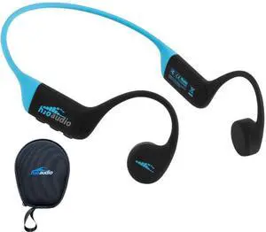 H2O Audio TRI 2 Multisport Waterproof Bone Conduction Open Ear Headphones, Bluetooth 5.3 for Running and Cycling, MP3 Mode for Swimming, 8GB Memory, 8.5-Hour Battery, Black/Blue