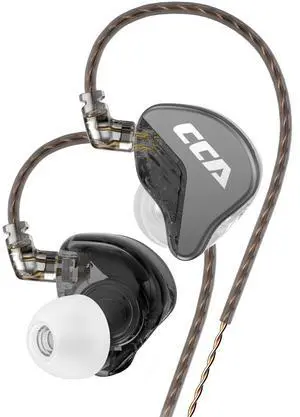 CCA CA4 Dual Driver in Ear Earphones Zinc Alloy Cover + Imported Resin Cavity + Aluminum Alloy Sound Out, DJ in Ear Monitor for Enhance Bass, Mids and Clear Highs (Black No mic)