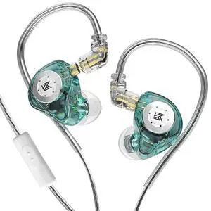 KZ EDX PRO Wired Earbuds with Microphone Stereo Noise Isolating in Ear Headphones Powerful Bass Tangle Free Cord 3.5mm Audio Jack Compatible with Phones Android Tablets Laptops(Cyan with Mic)